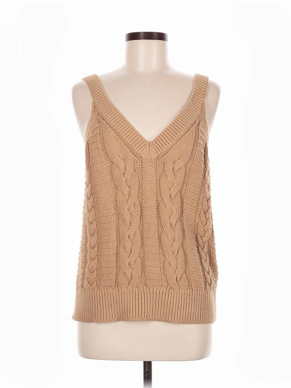 Banana Republic Cotton Cable-Knit Tank Sweater Vest Brown Medium